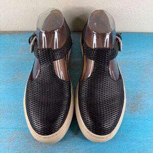 Buttero Baby Style Shoes Textured Leather Buckle -Fastening Strap Black Sz 9/39